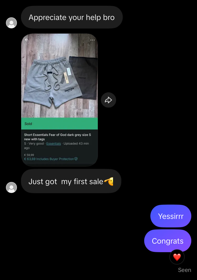 Customer first sale screenshot
